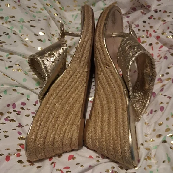 Jack Rogers Metallic Gold Braided Thong Sandals - Picture 3 of 5
